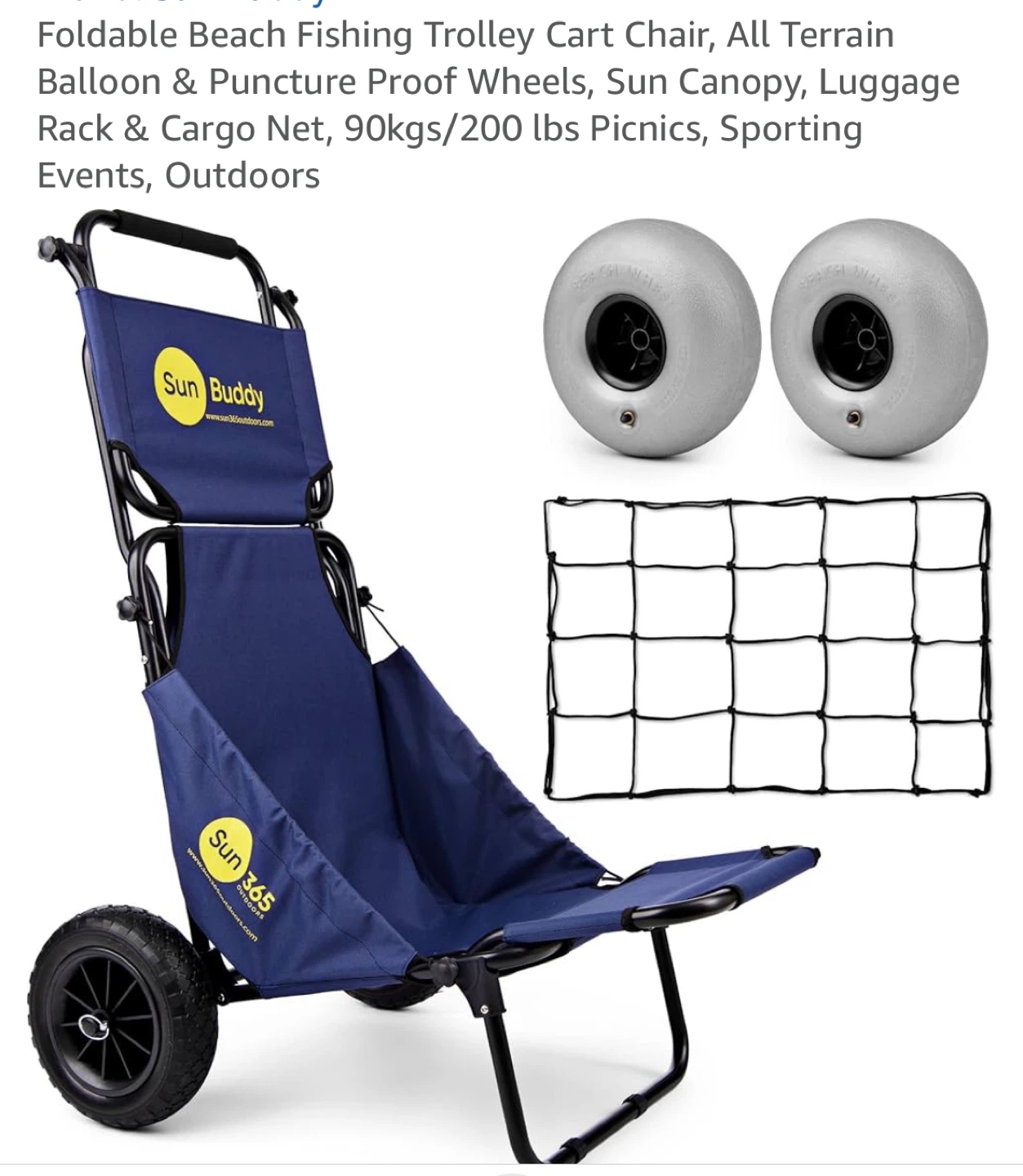 Sun Buddy Foldable Beach Trolley Cart Chair