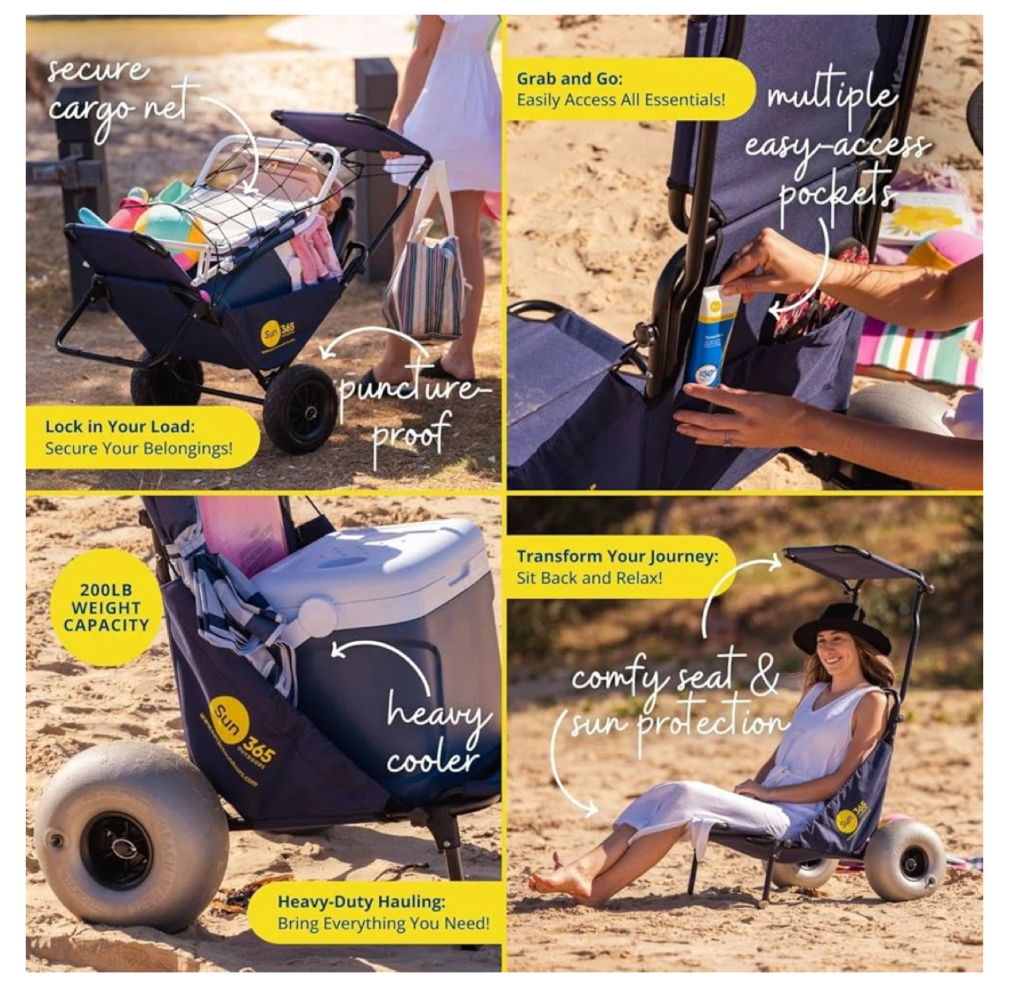 Sun Buddy Foldable Beach Trolley Cart Chair - photo 3