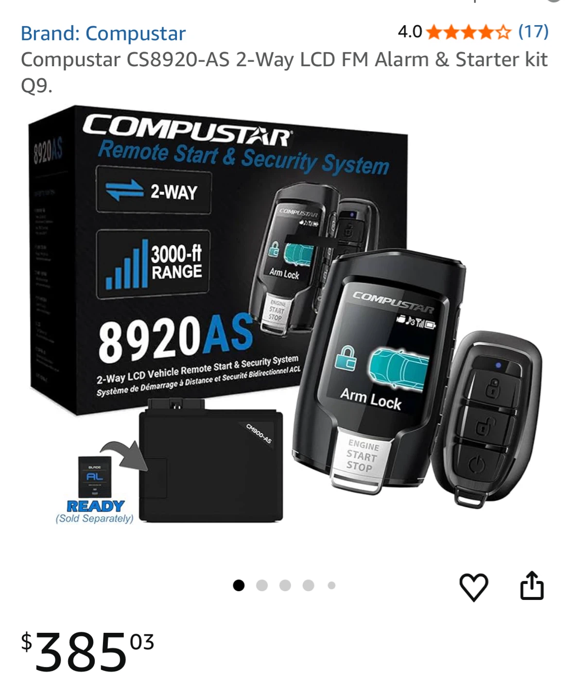 Compustar CS8920-AS 2-Way LCD Remote Start & Security System