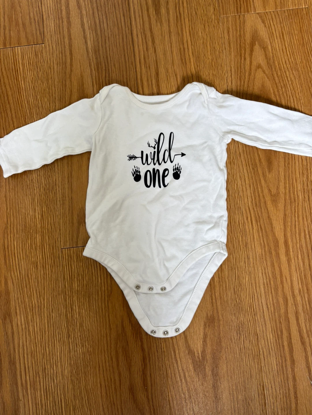 White Long Sleeve "Wild One" Baby Onesie