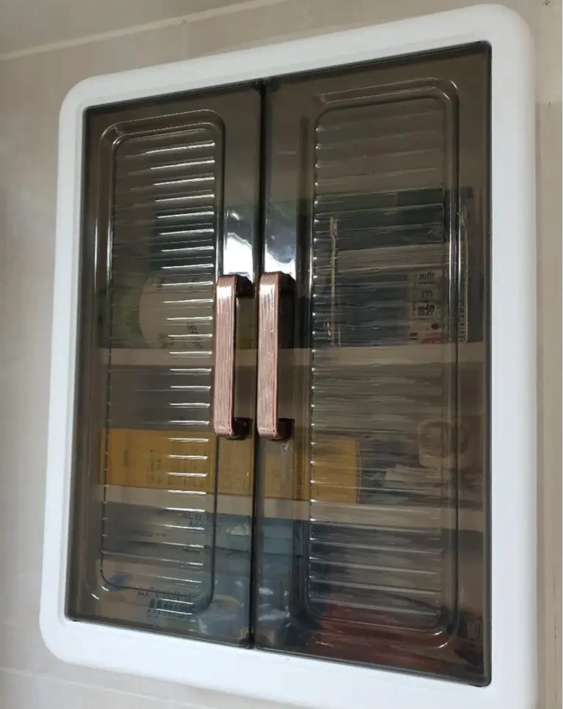 Plastic Wall Mounted Bathroom Storage Cabinet with Hooks - photo 5