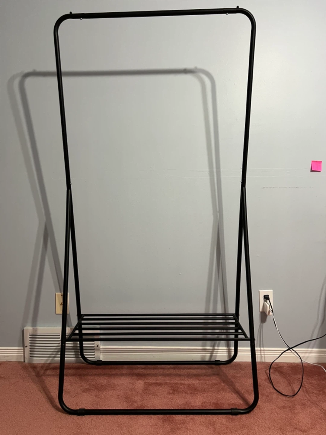 Black Metal Garment Rack with Shelf