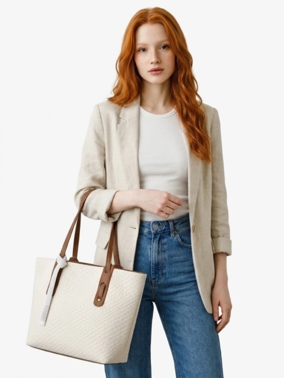 White Textured Tote Bag - photo 3