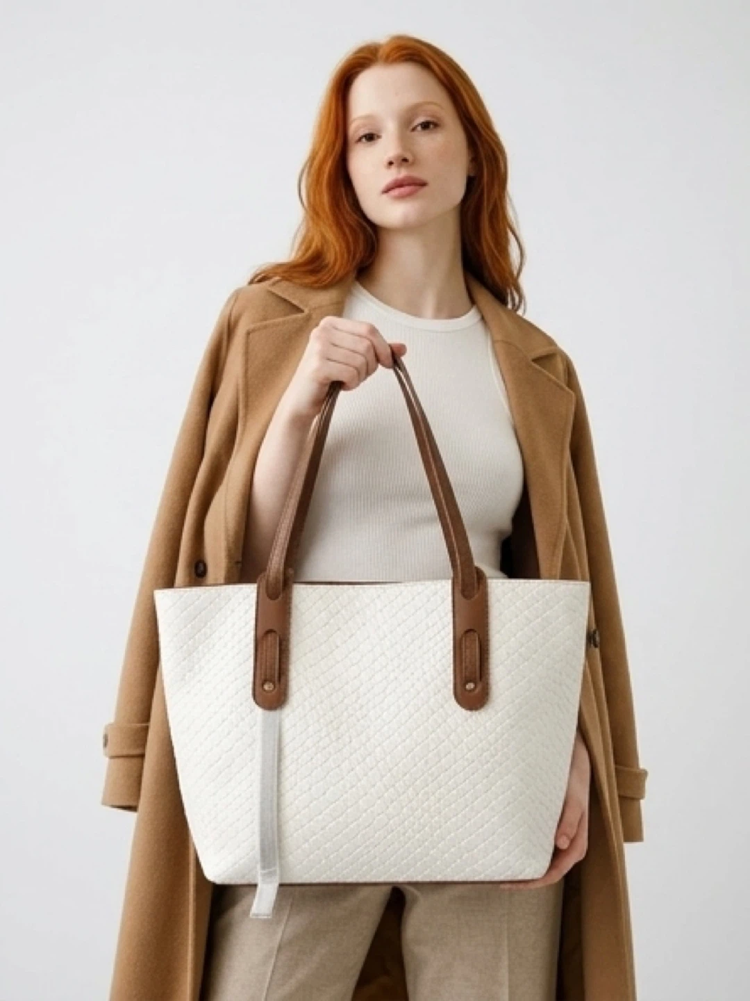 White Textured Tote Bag - photo 2