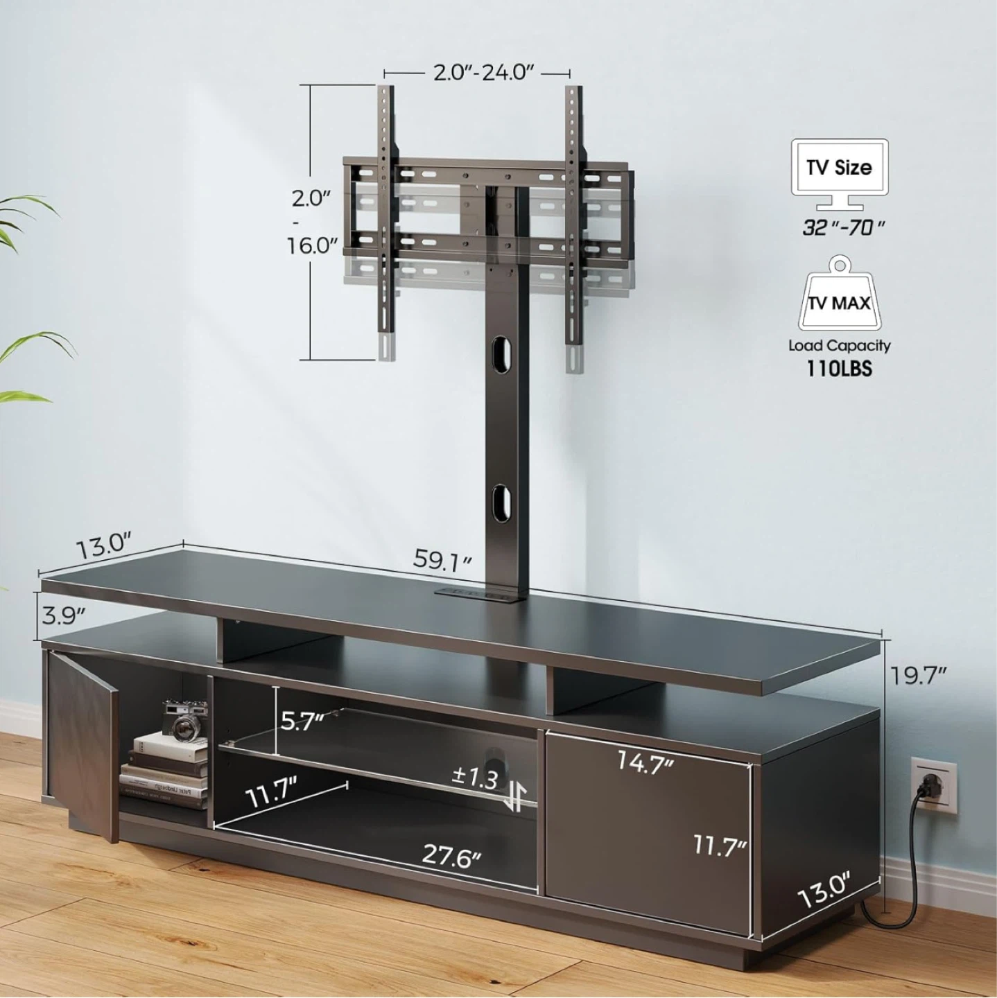 Brand new TV Stand with Mount and 4 AC Outlets - photo 2