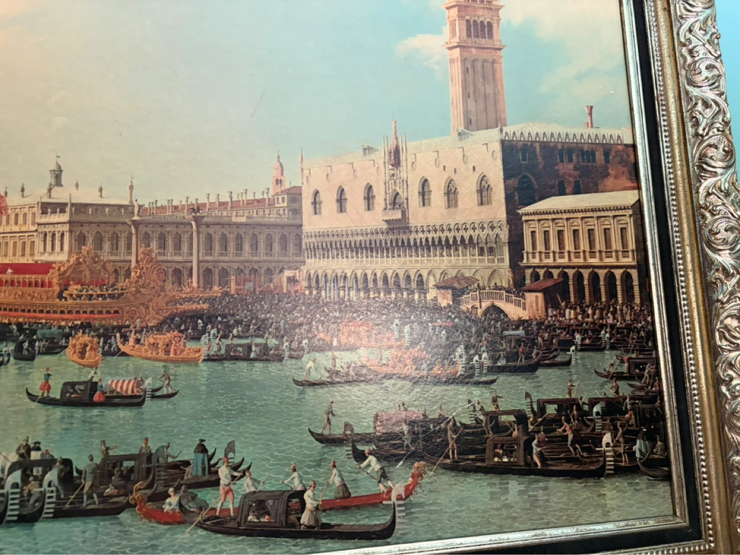Framed Vintage Print of Venice Canal Scene - photo 2