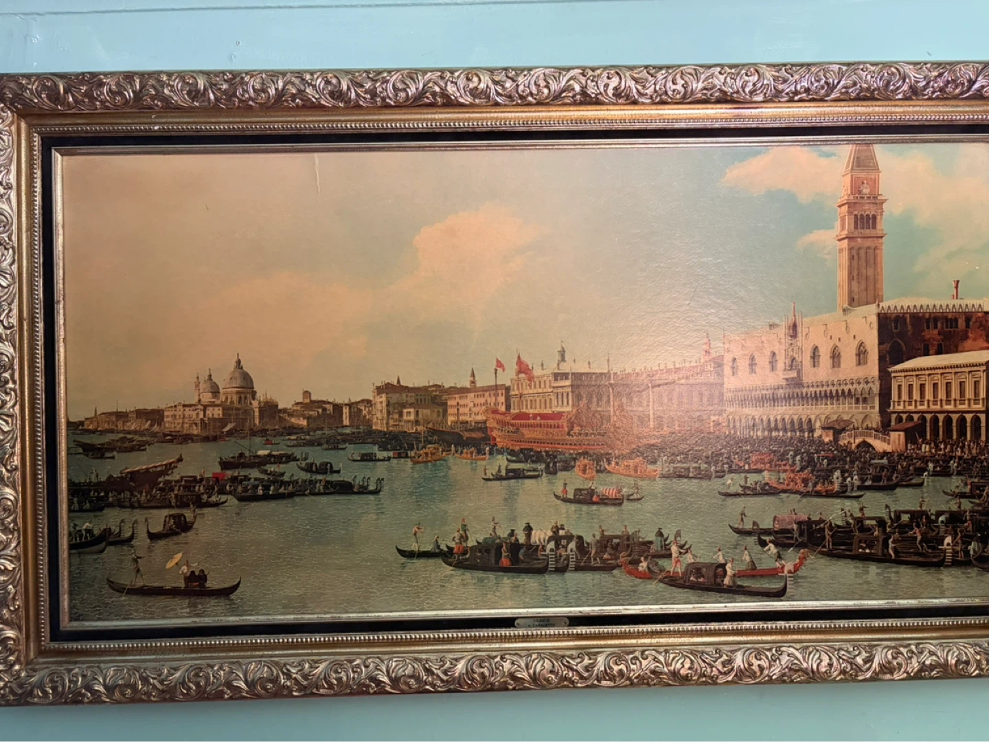 Framed Vintage Print of Venice Canal Scene - photo 5