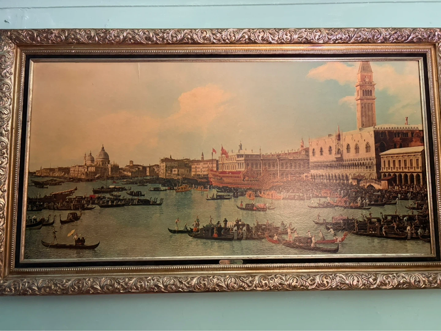 Framed Vintage Print of Venice Canal Scene