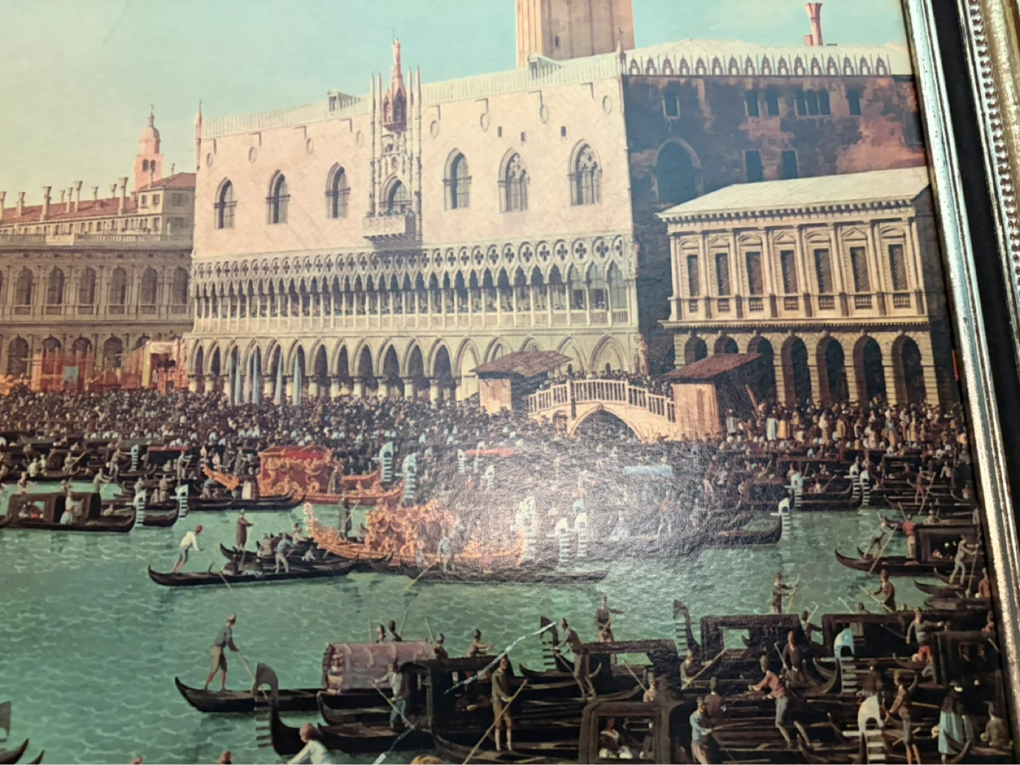 Framed Vintage Print of Venice Canal Scene - photo 4
