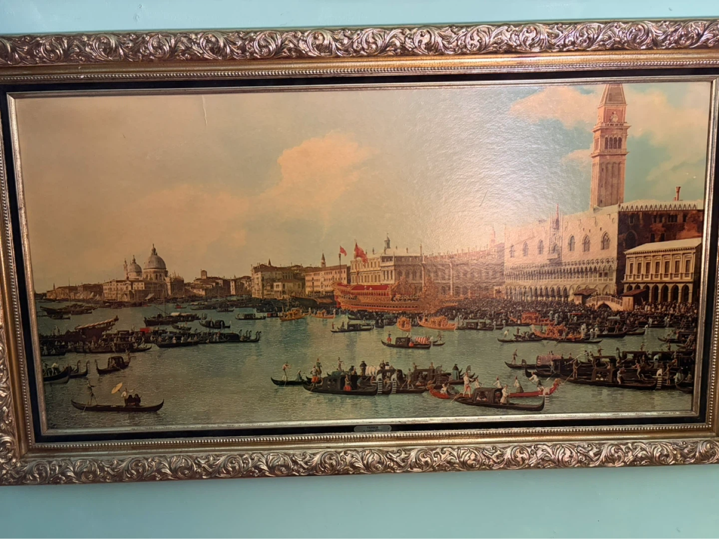 Framed Vintage Print of Venice Canal Scene - photo 3