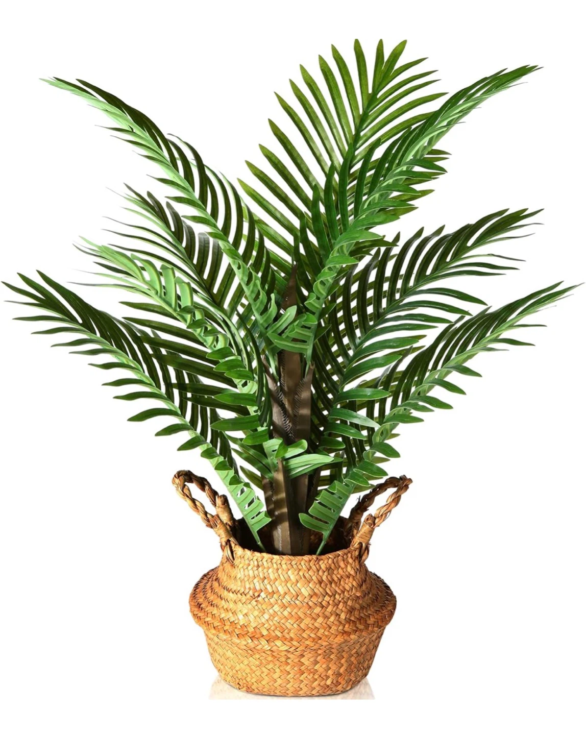 Artificial Palm Tree Plant with Seagrass Basket