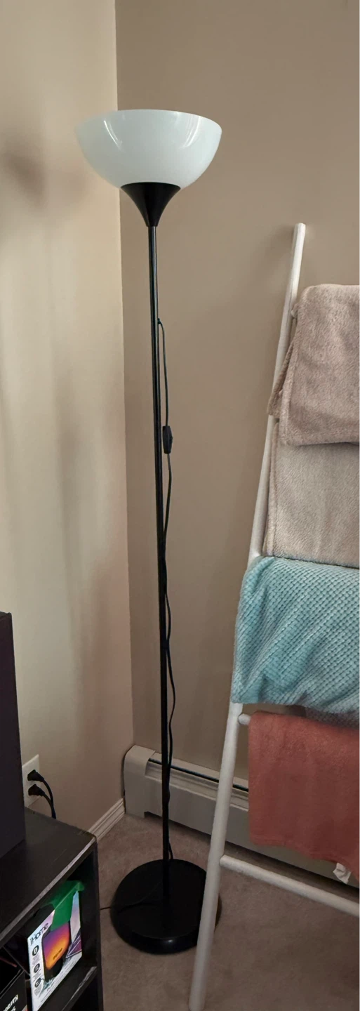 Black Floor Lamp with White Shade