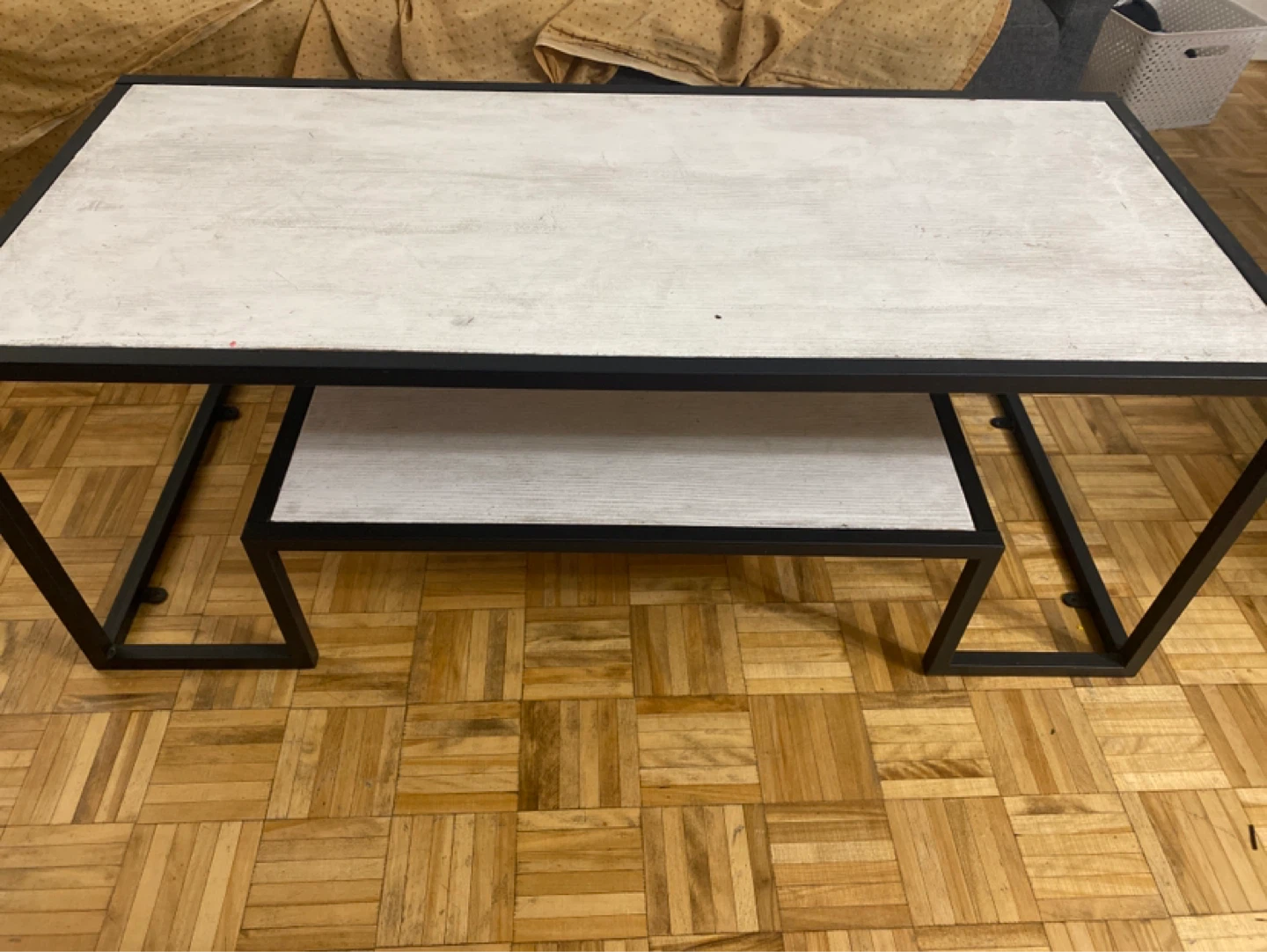 White Wash Coffee Table with Shelf - photo 2
