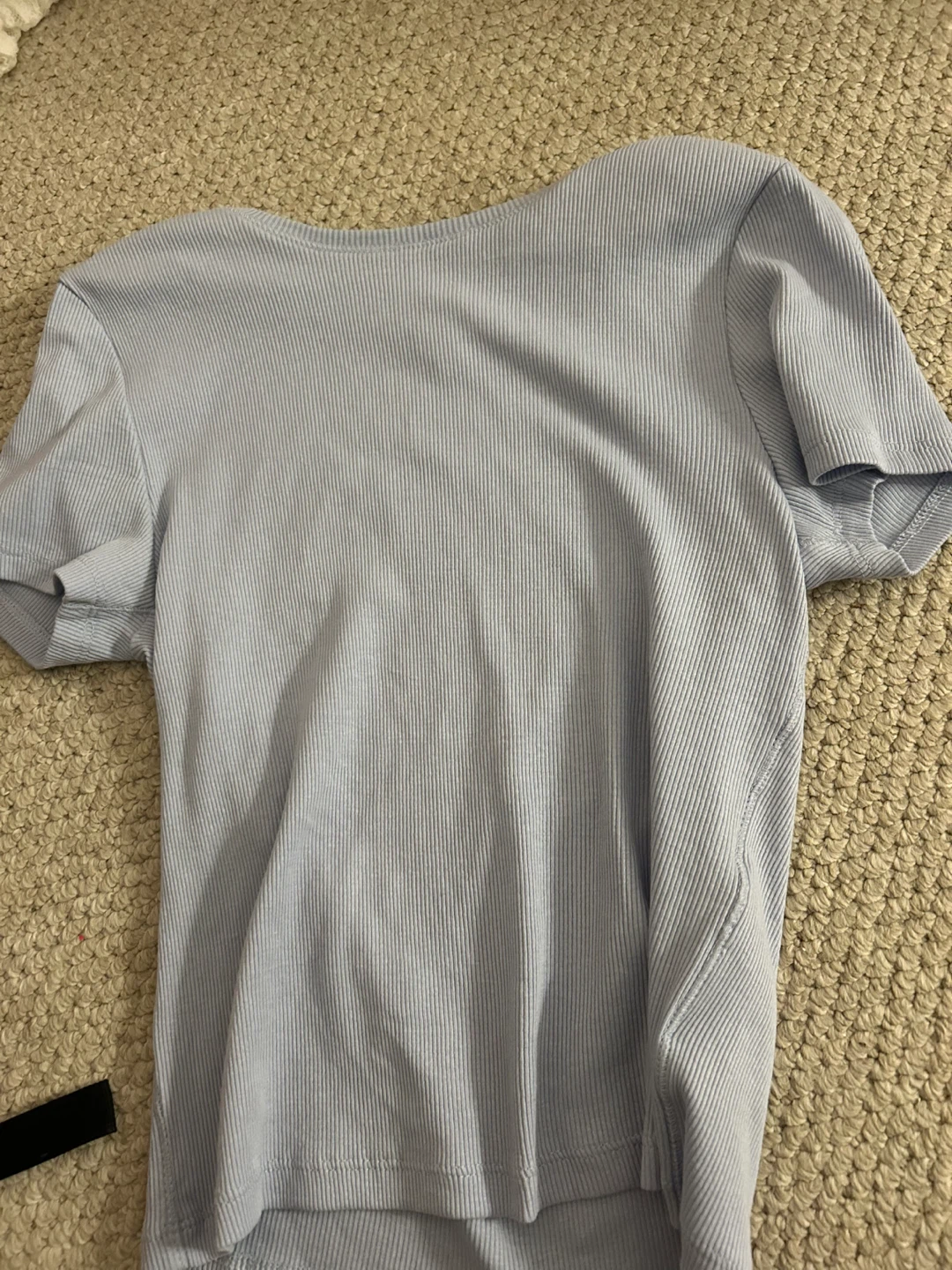 H&M Divided Light Blue Ribbed T-Shirt - Size S