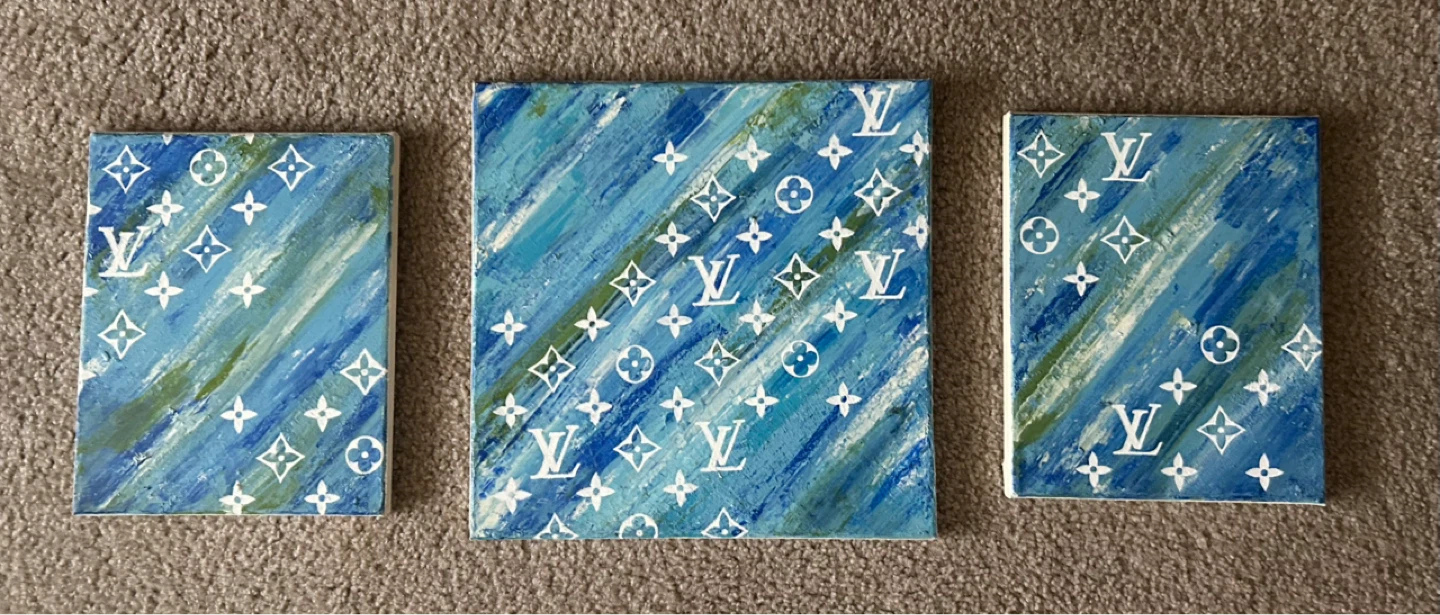 Set of 3 Abstract LV inspired Canvases