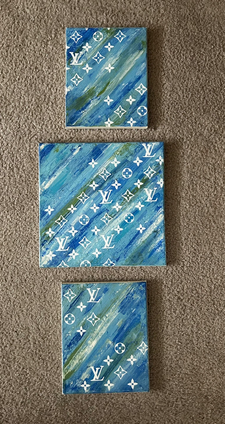 Set of 3 Abstract LV inspired Canvases - photo 2