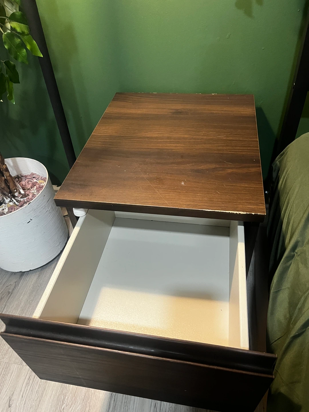 Dark Brown Nightstand with Drawer and Shelf - photo 4