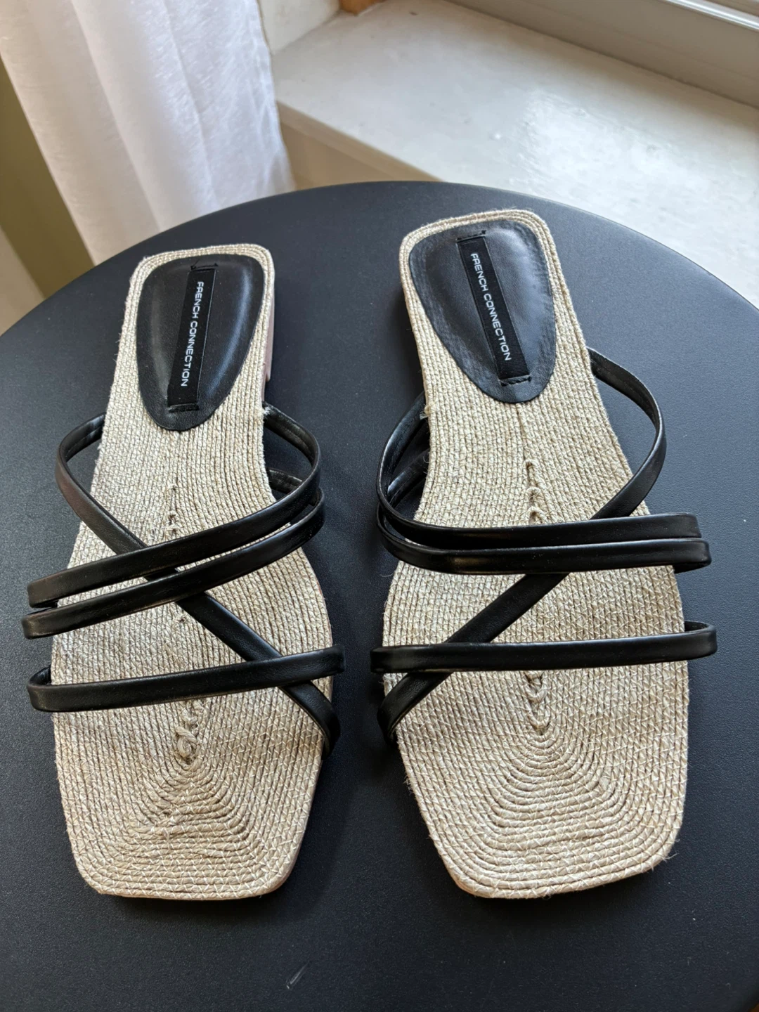 French Connection Black Flat Sandals Size US 6 - photo 2