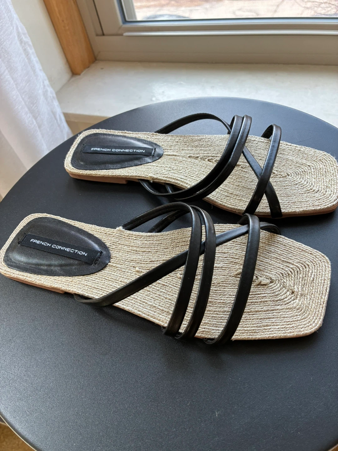 French Connection Black Flat Sandals Size US 6