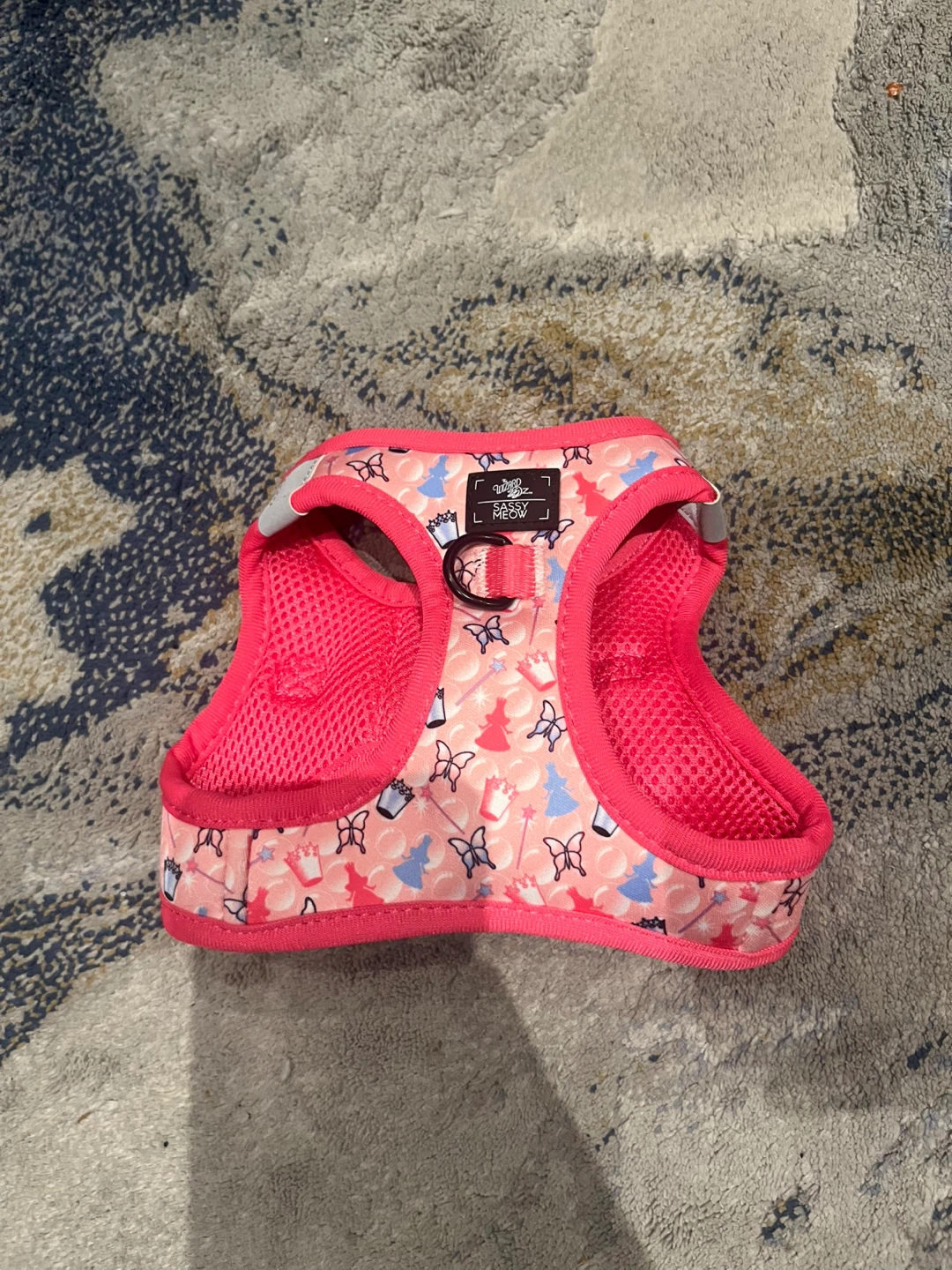 Harness for small pets with pink princess print