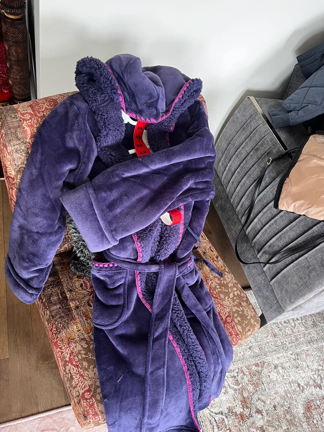 Midnight Purple Fleece Robe Size M/M - photo 3