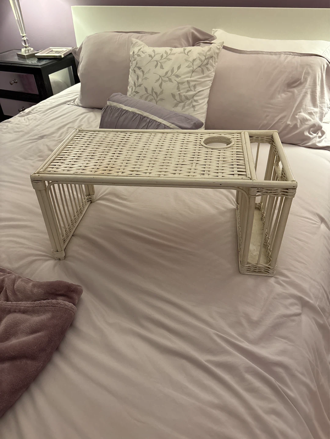 Wicker Bed Tray with Cup Holder - photo 2