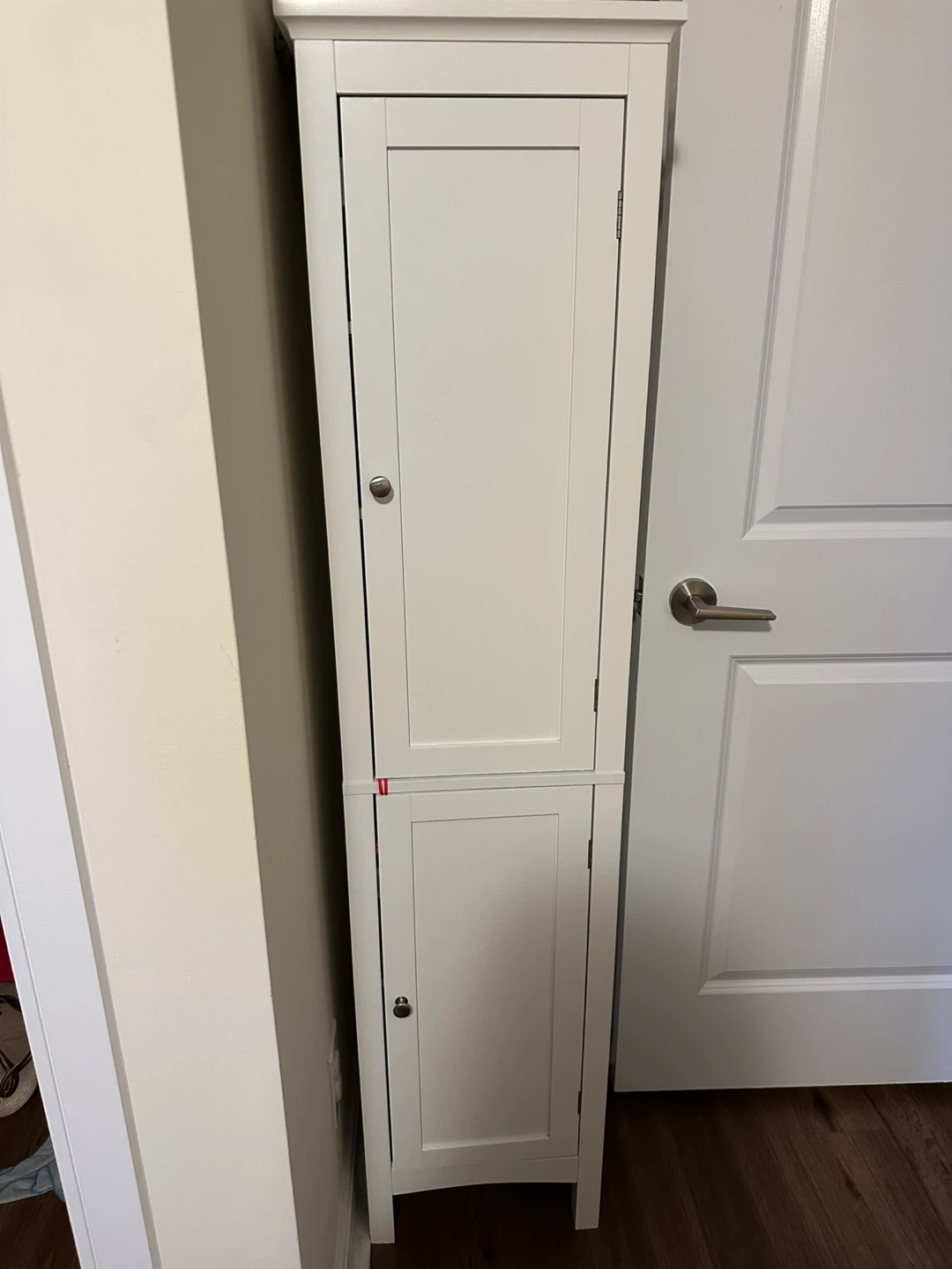 White Tall Storage Cabinet with Doors - photo 2
