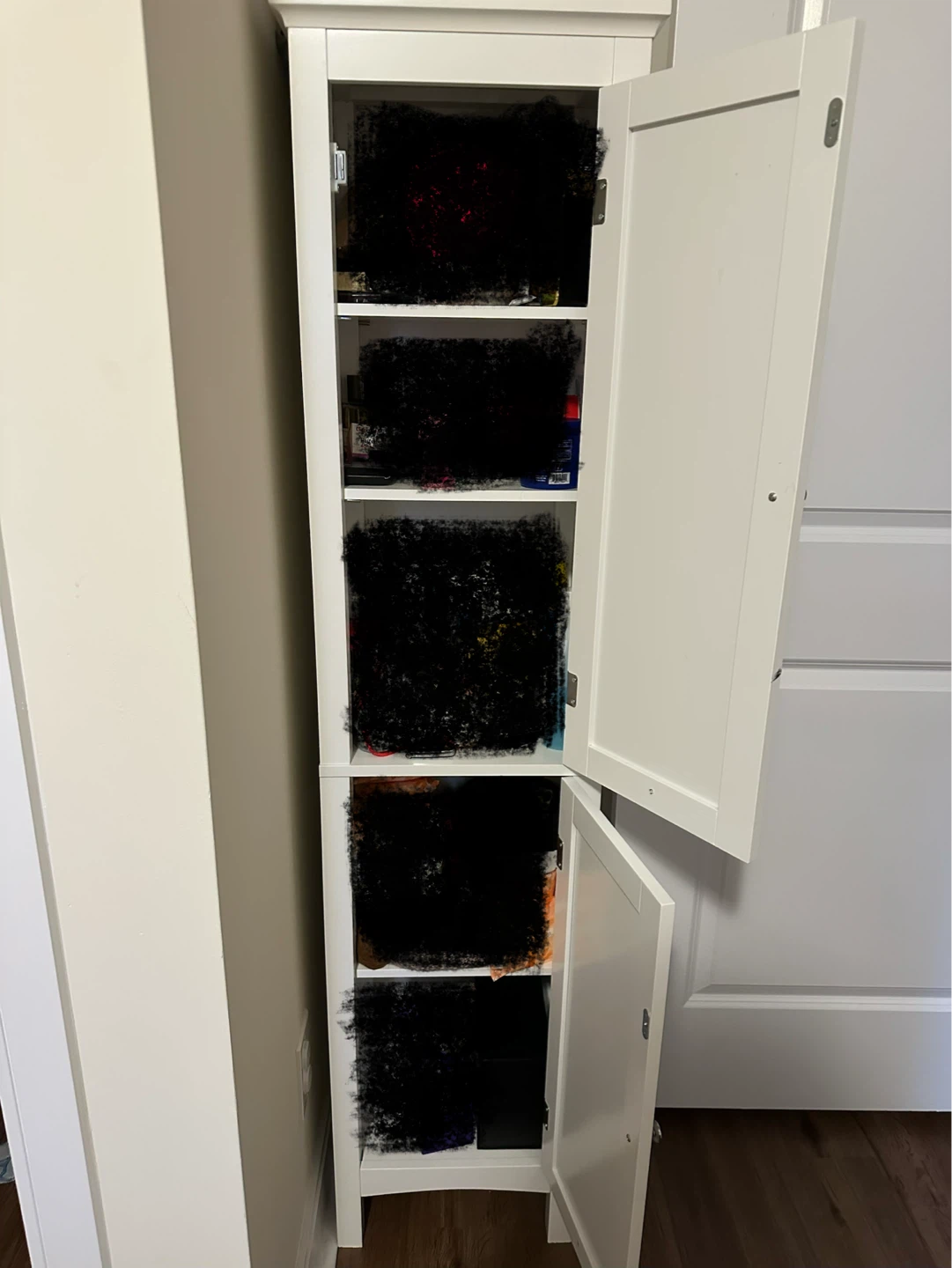 White Tall Storage Cabinet with Doors