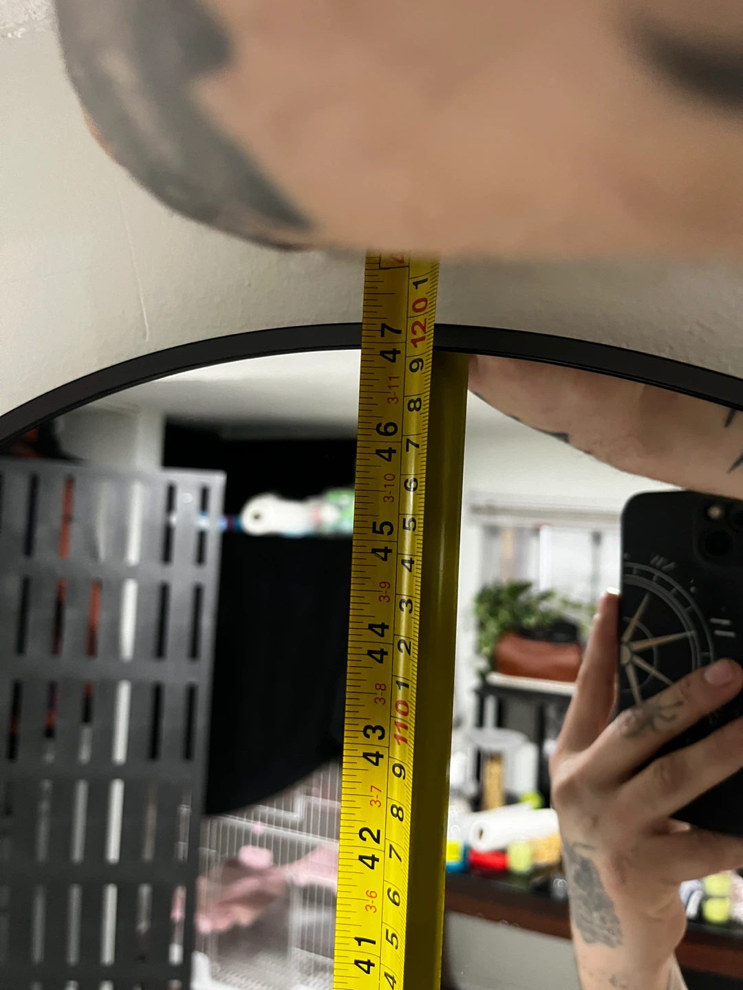Black Metal Triangular Wall Shelf Set and mirror - photo 5