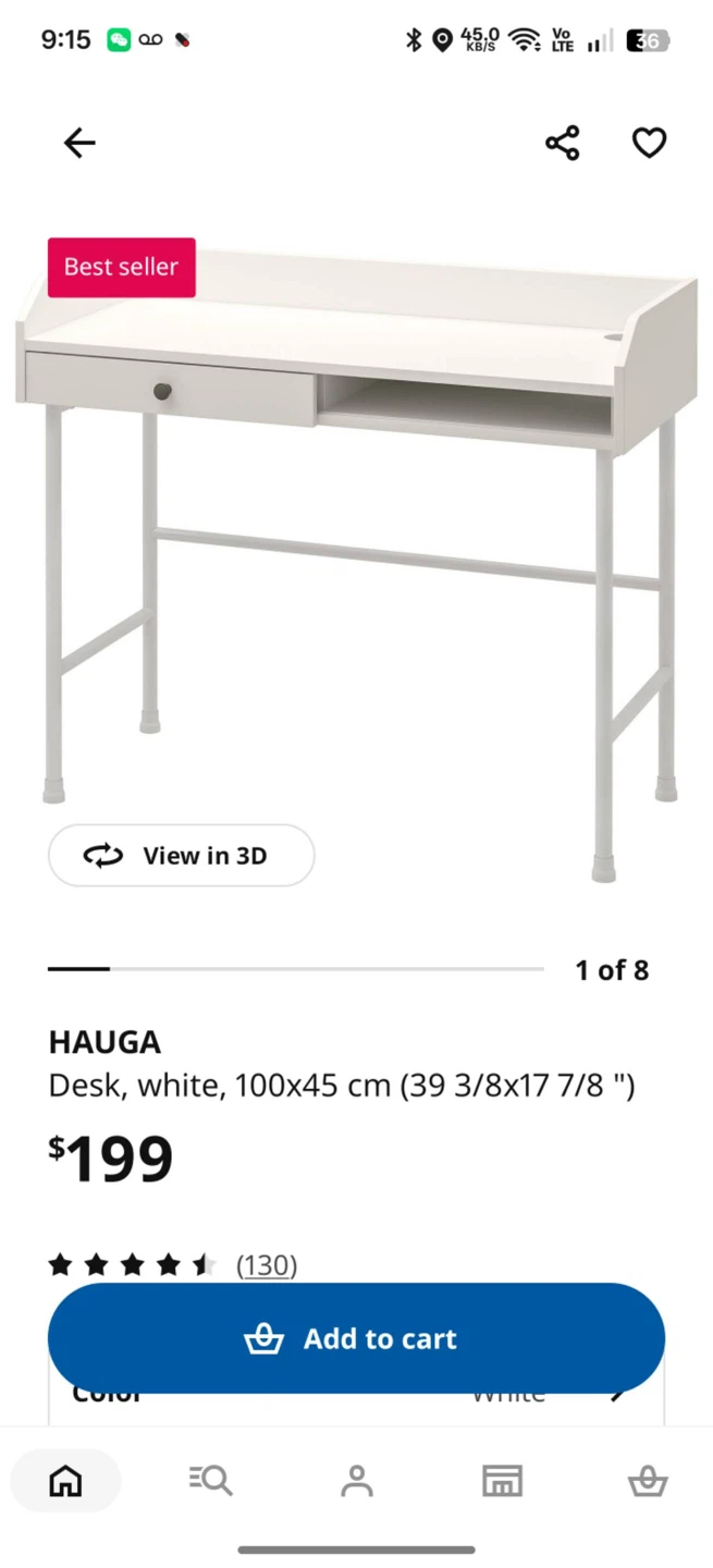 IKEA HA UGA White Desk - photo 3