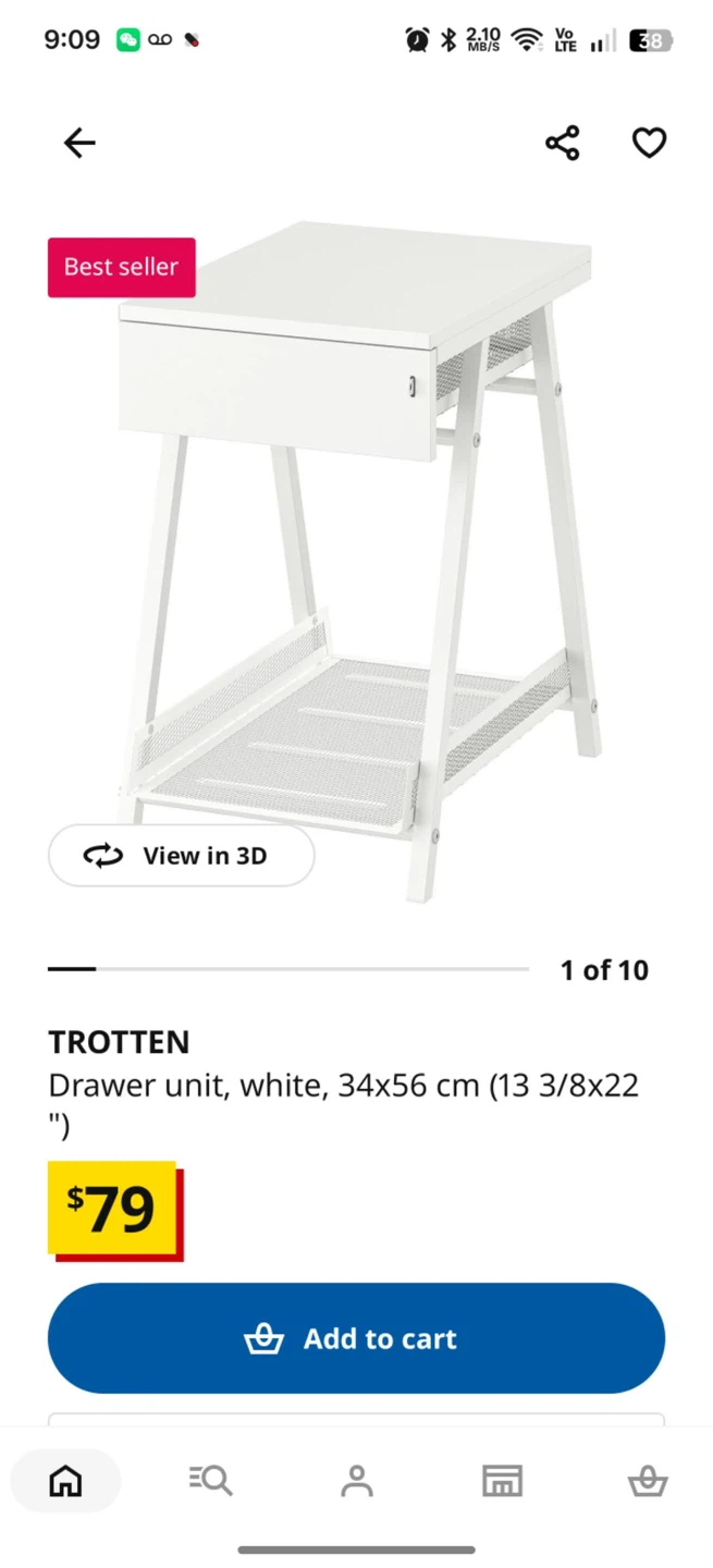 TROTTEN Drawer unit, white, 34x56 cm - photo 2