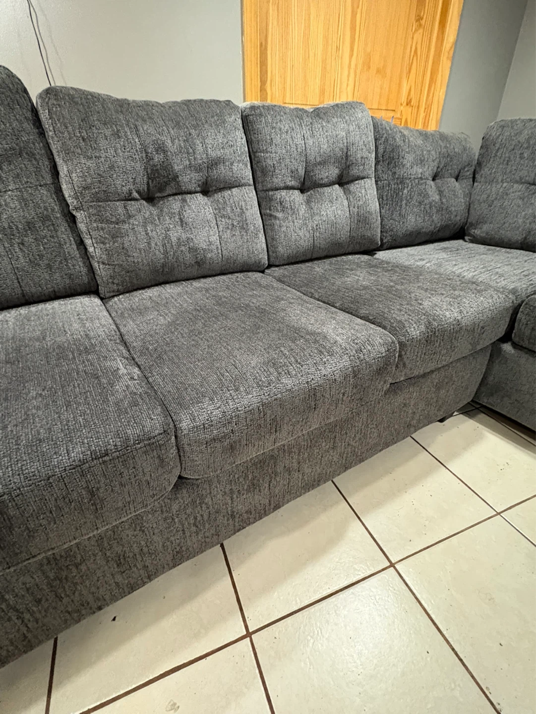 Gray Sectional Sofa with USB Charging Ports - photo 2