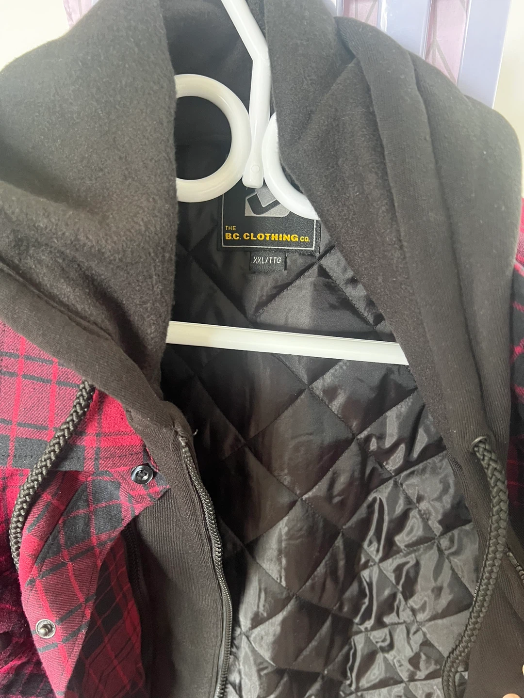 BC Clothing Co. Red Plaid Flannel Lined Jacket with Hood - photo 4