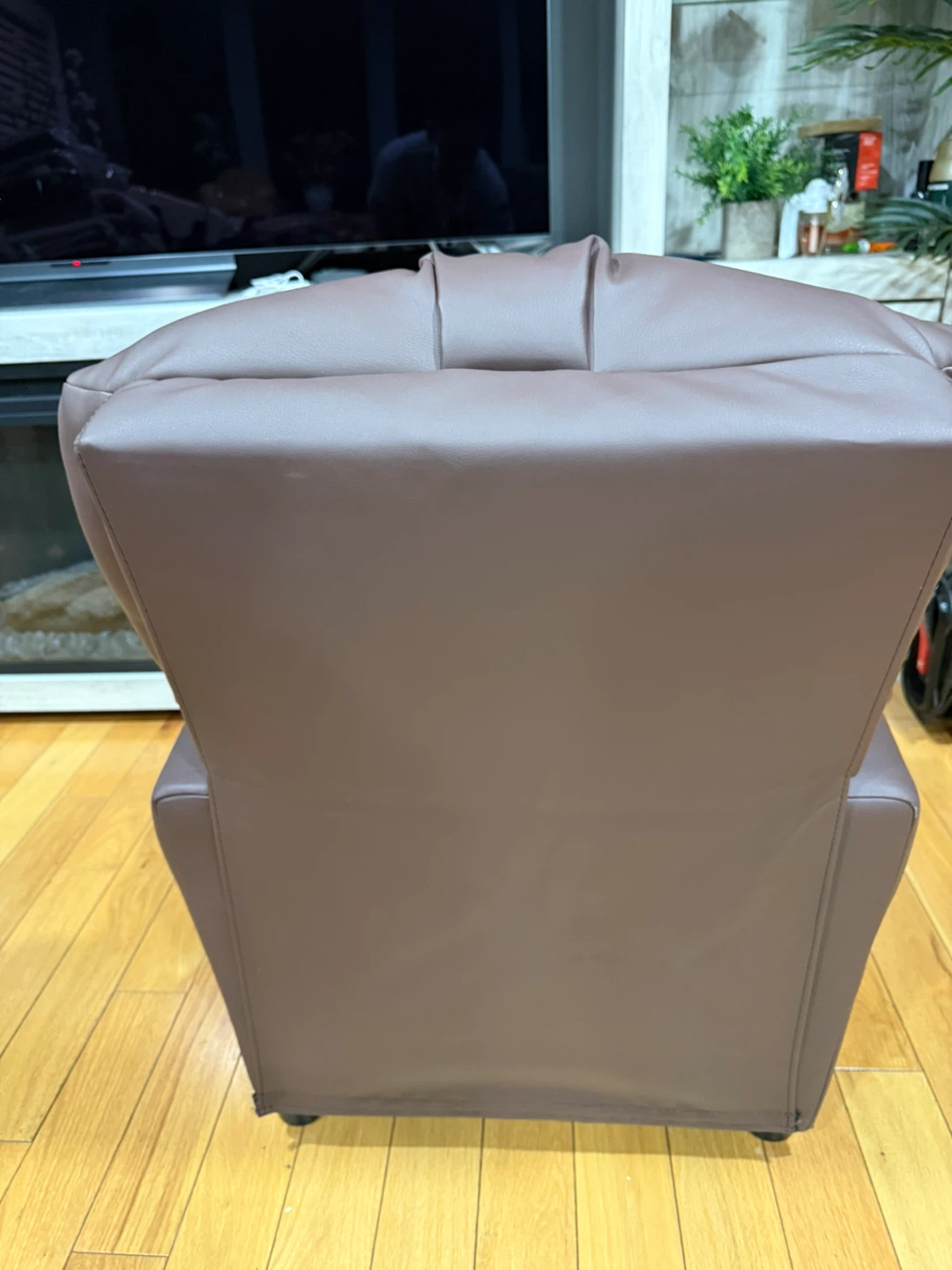 Brown Leather Kids Recliner with Cup Holder - photo 2