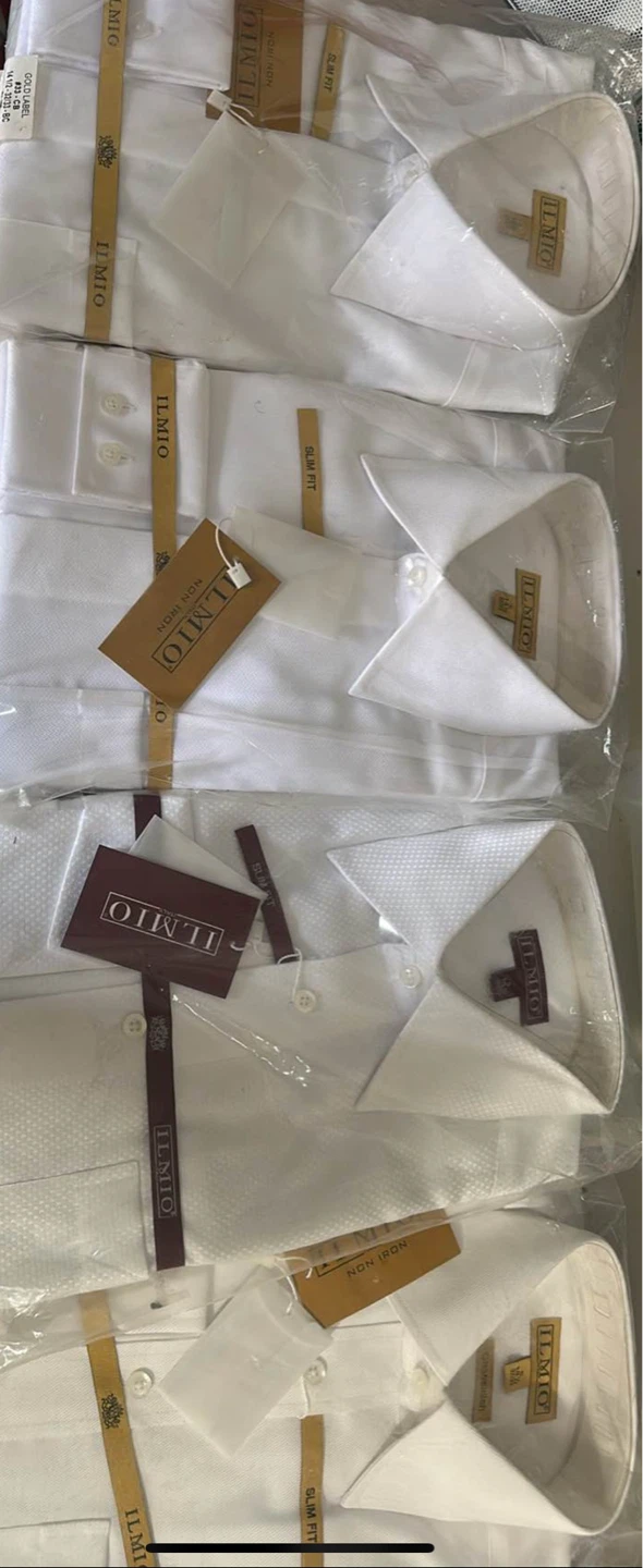 Ilmio Gold Label Men's Slim Fit Twill Dress Shirts - White - photo 2