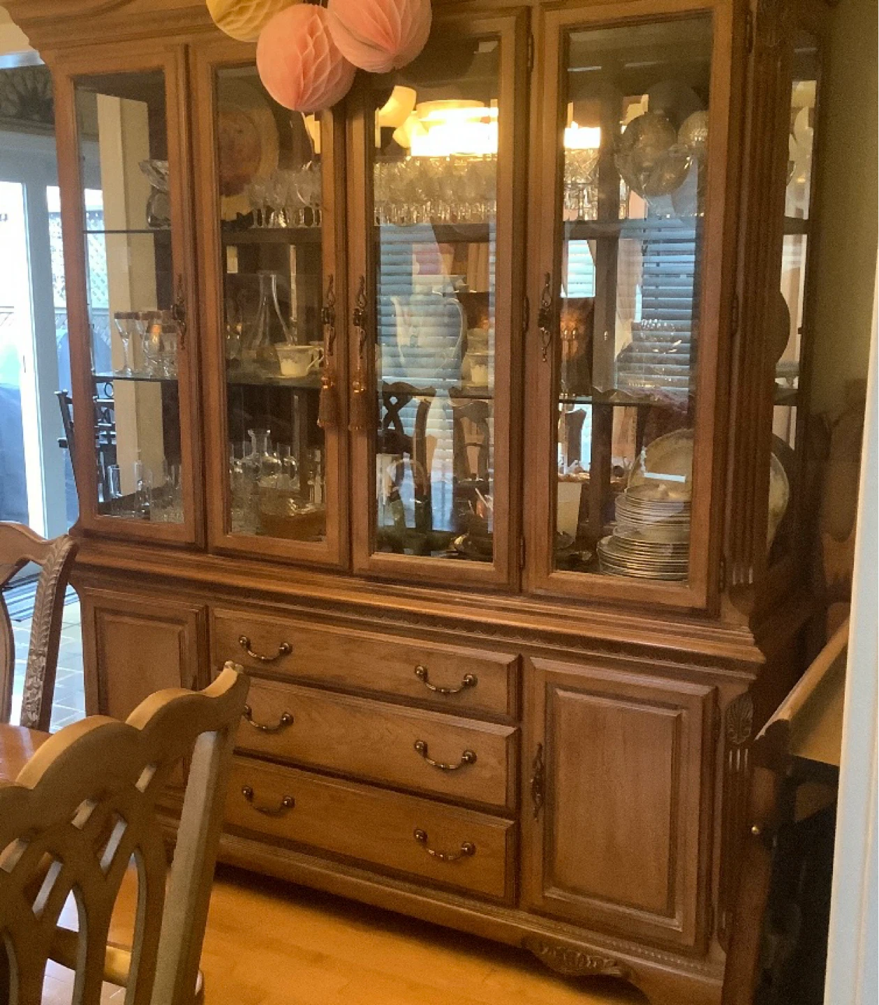 Wooden China Cabinet with Glass Doors