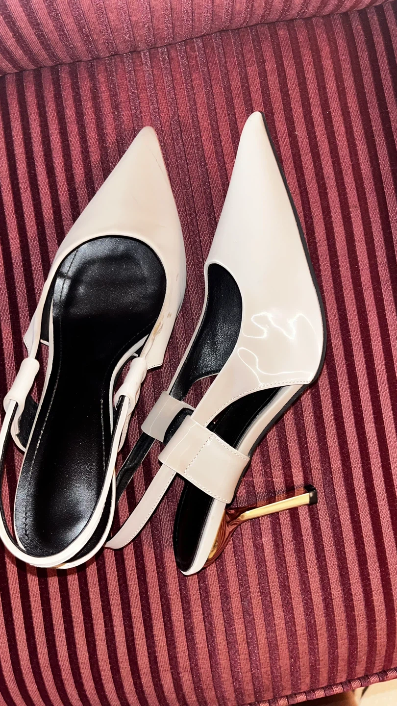Women's Patent Slingback Heels - Beige