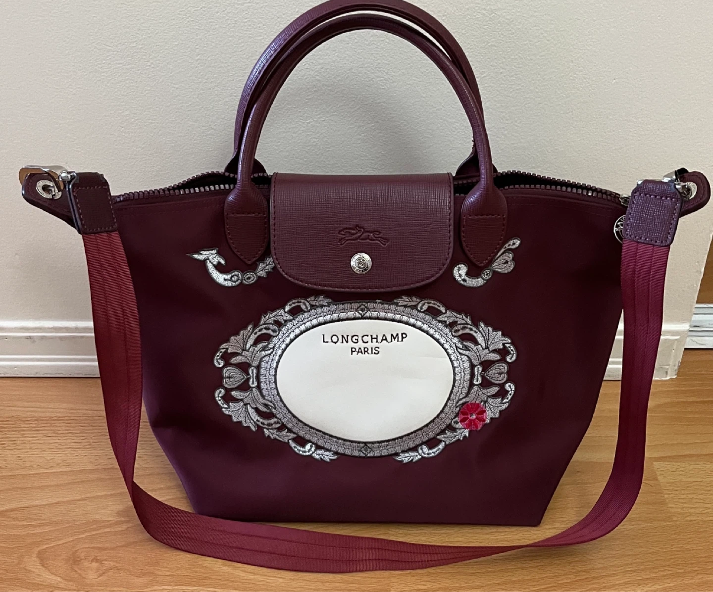 Limited Edition Longchamp Le Pliage Tote Bag - Burgundy