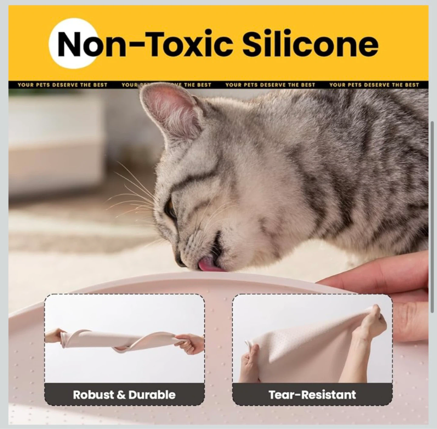 New Silicone Pet Food Mat Beige - photo 3