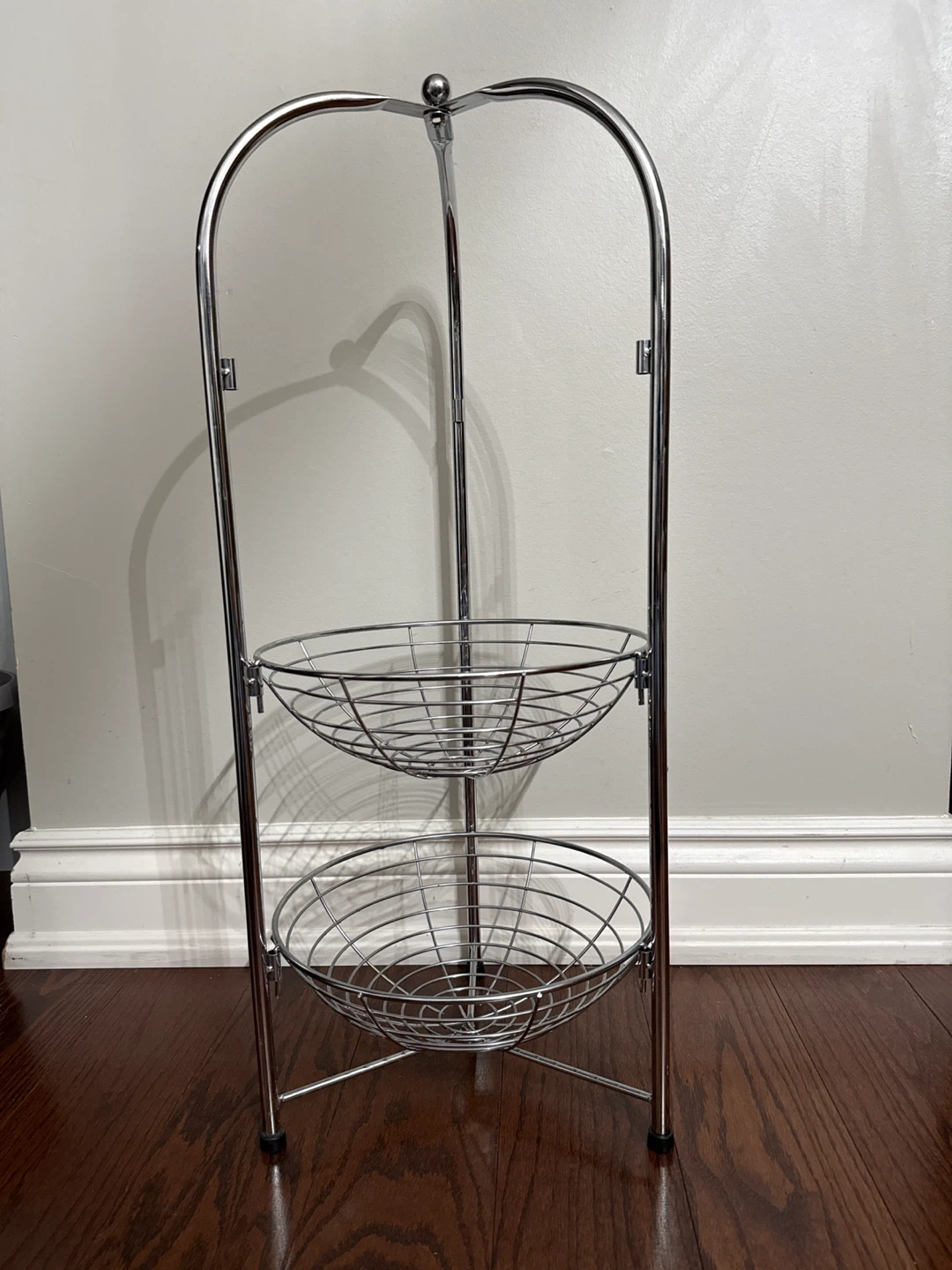 Chrome 2-Tier Wire Basket Stand