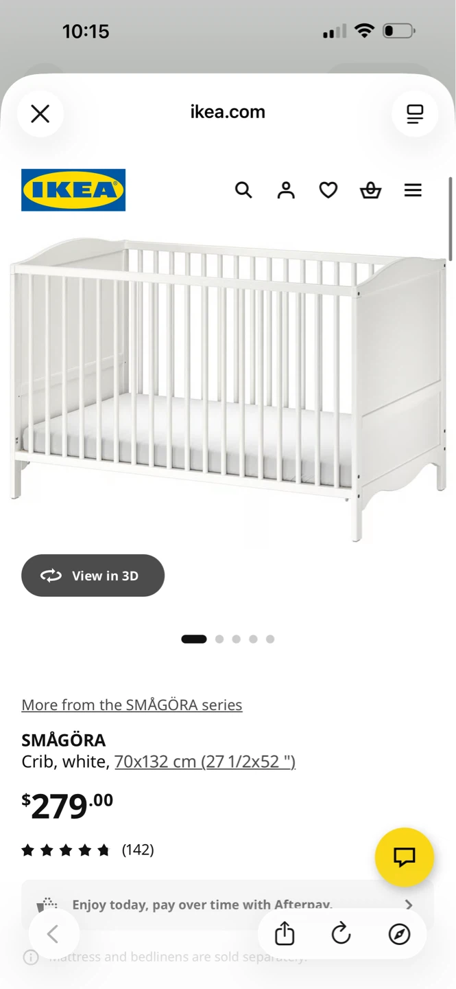 IKEA SMÅGÖRA Baby Crib – White – Excellent Condition
