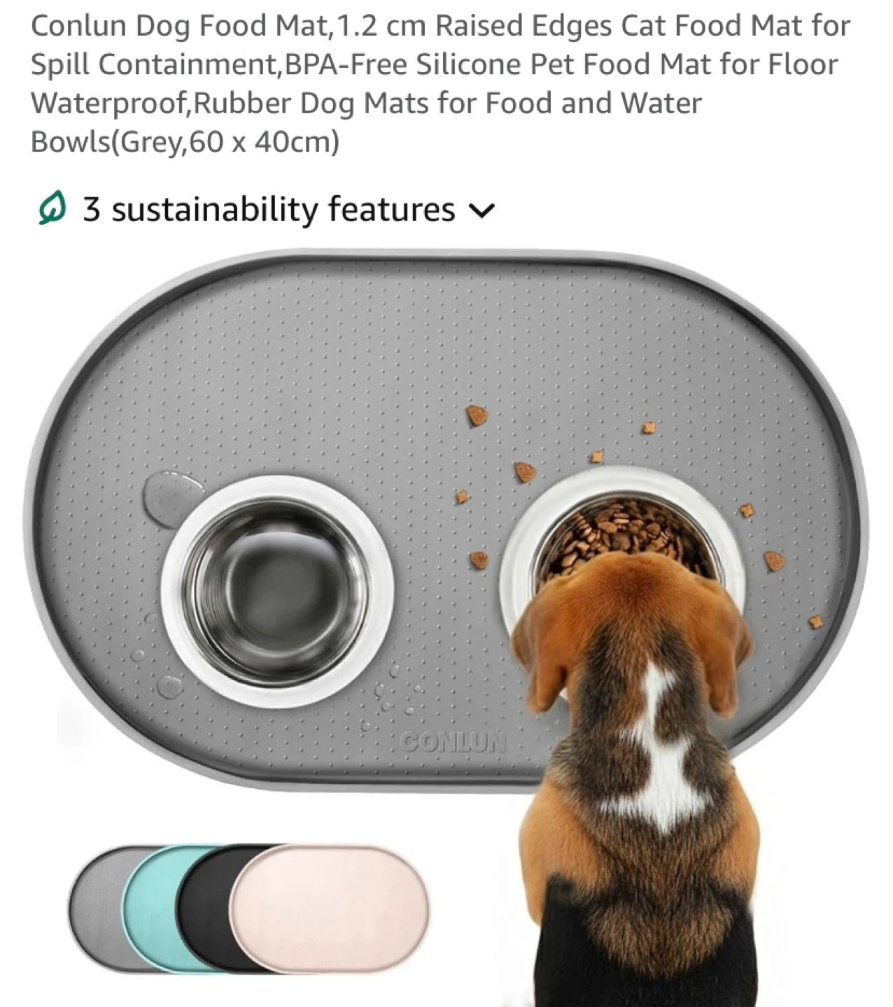New Silicone Pet Food Mat Grey
