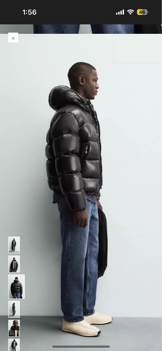 Zara Puffer Jacket with Hood - Black - Size L - photo 5
