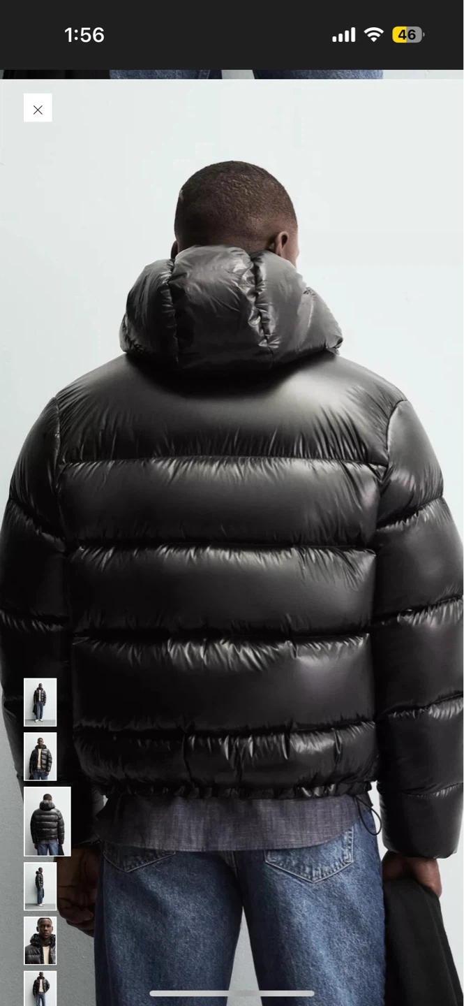 Zara Puffer Jacket with Hood - Black - Size L - photo 4