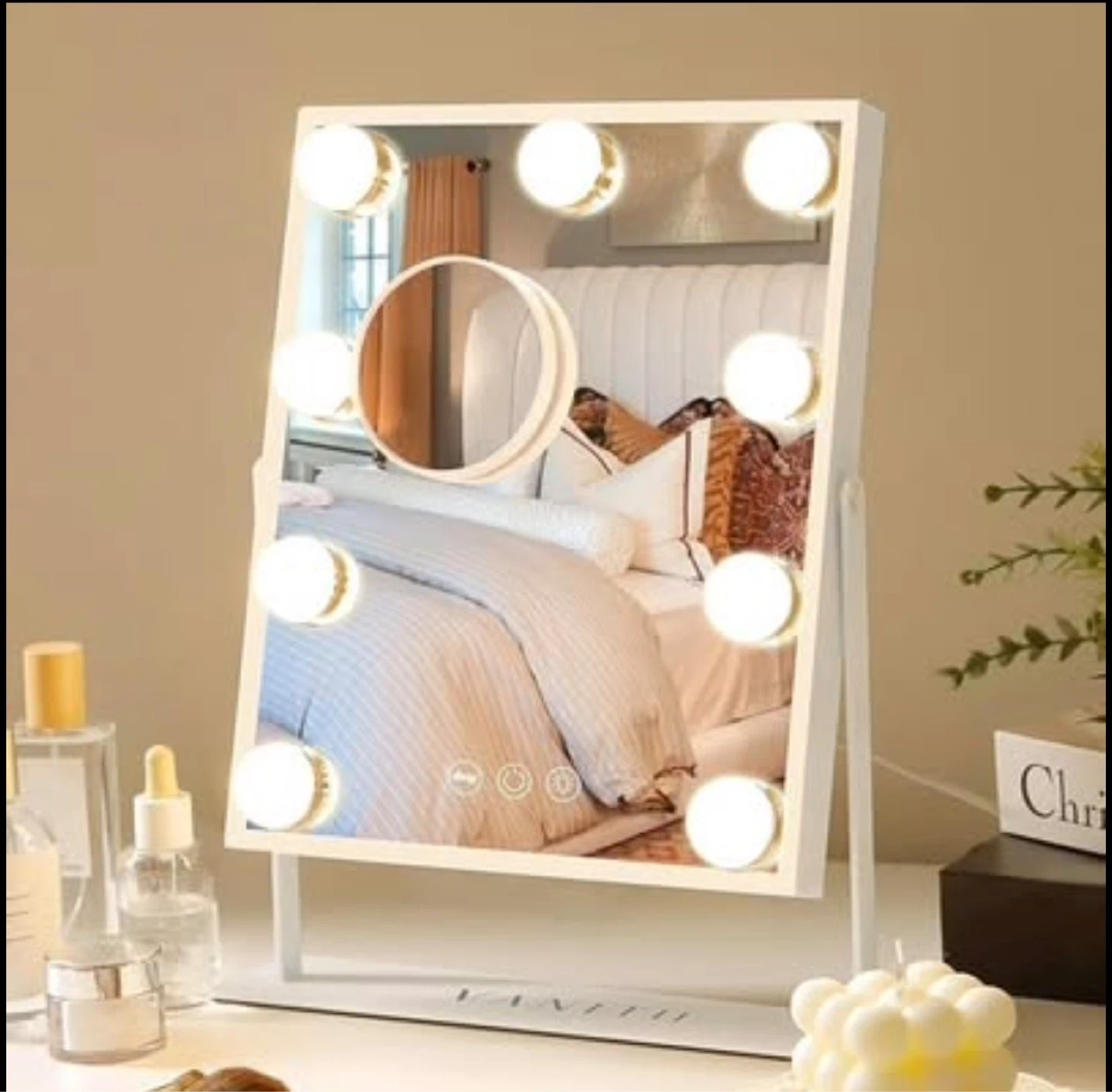 Vanity Hollywood Mirror with Lights - White