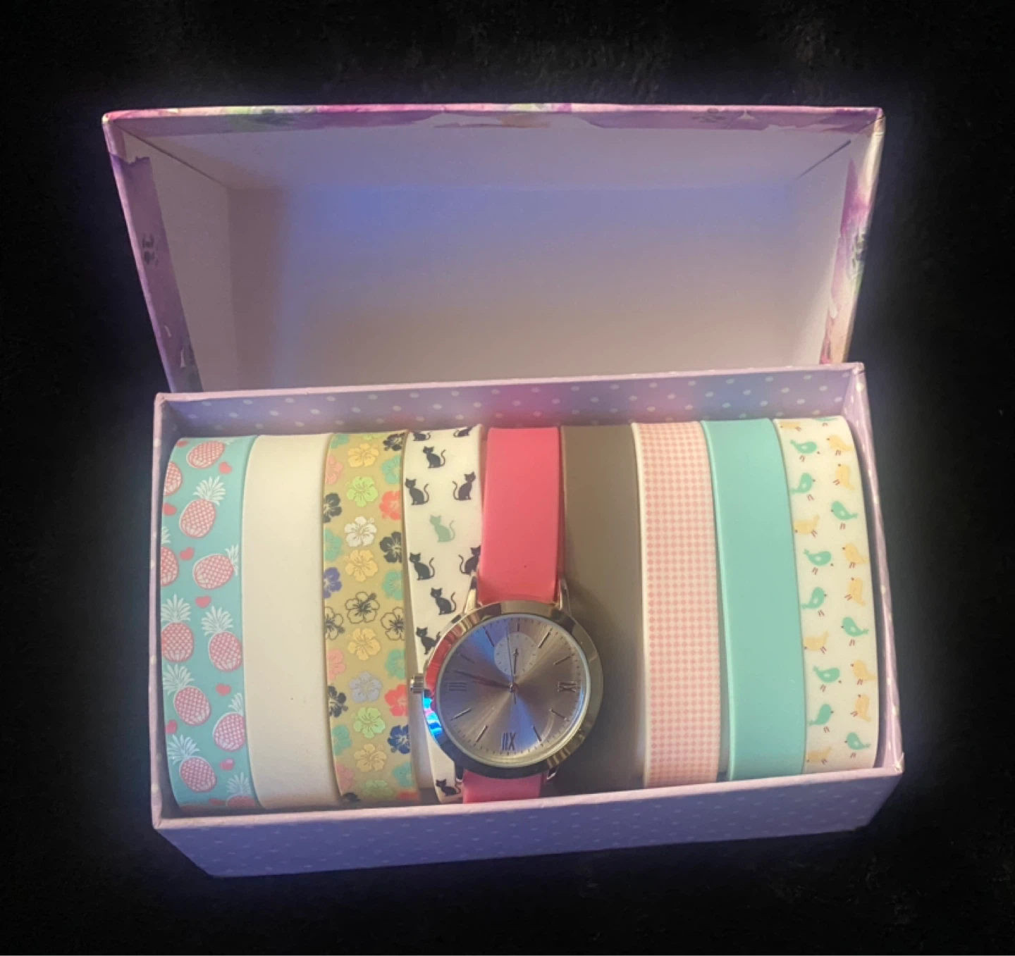 🌱  FMD Interchangeable Watch Gift Set - 9 Fun Bands & Floral Box