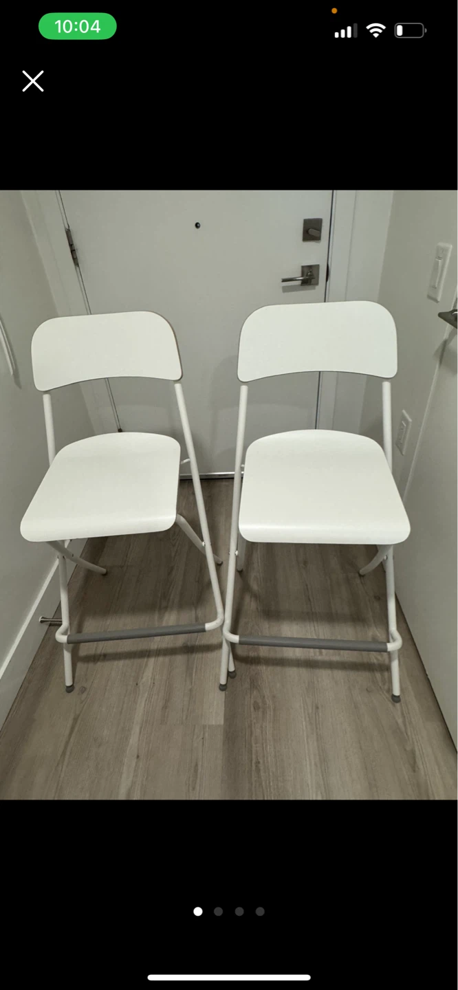 Set of 2 White Folding Bar Stools