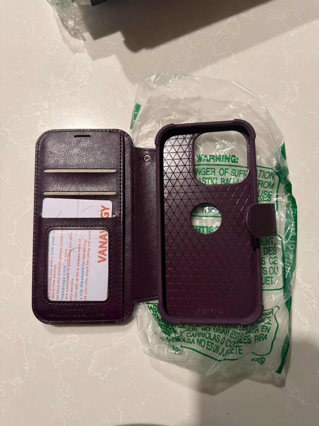 Purple Leather Flip Phone Case Ip 15 pro
