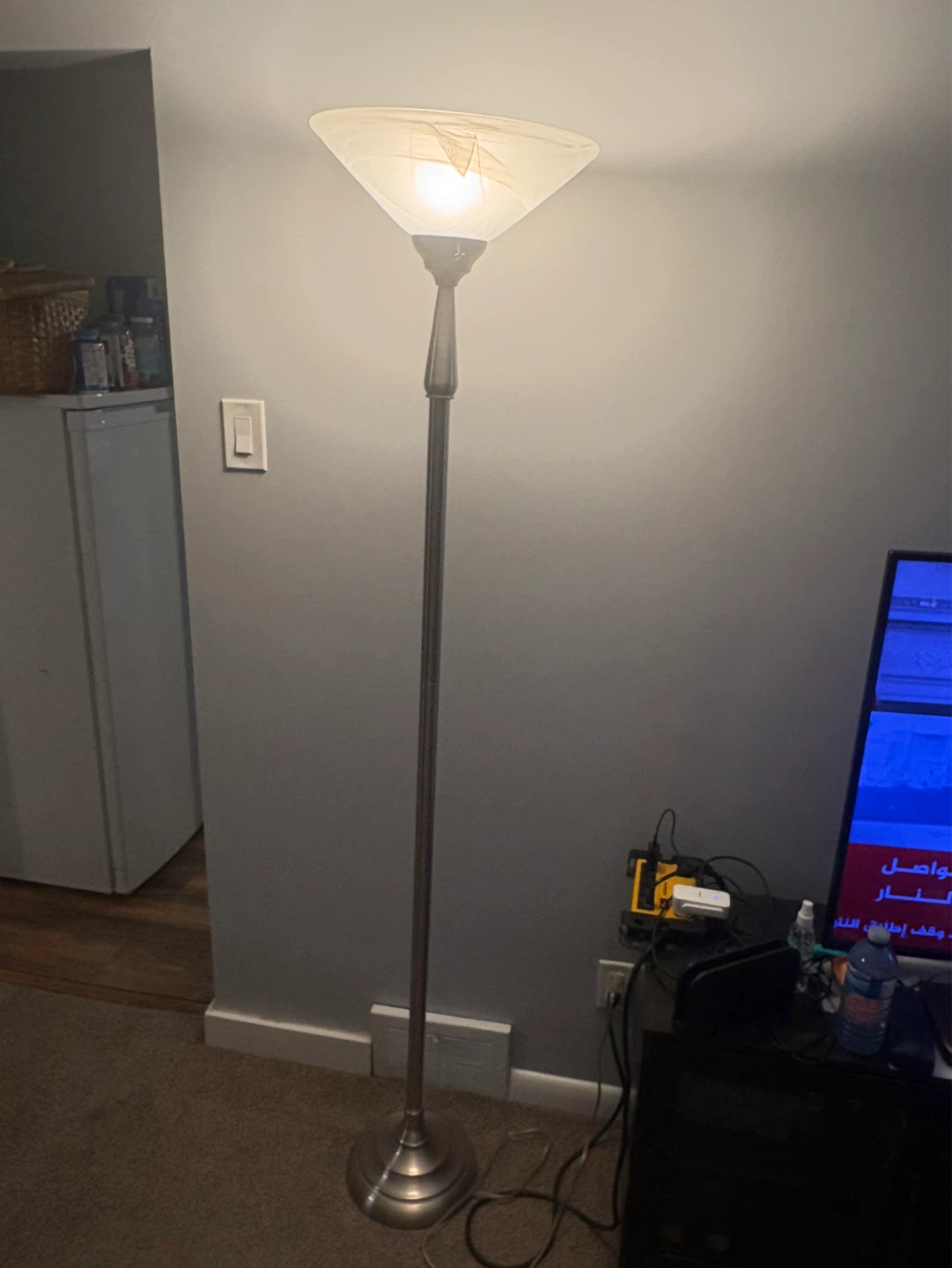 Free delivery used Floor Lamp with Frosted Glass Shade - photo 3