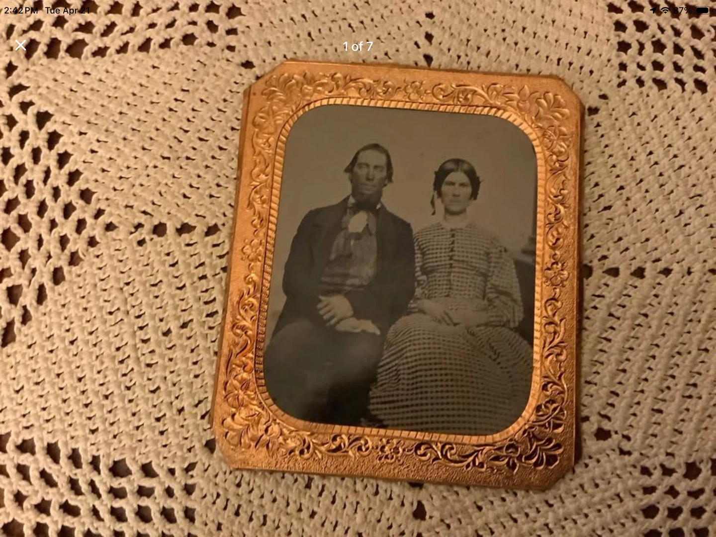Victorian Era Tintype Photograph in a Gold Coloured Frame 🐞